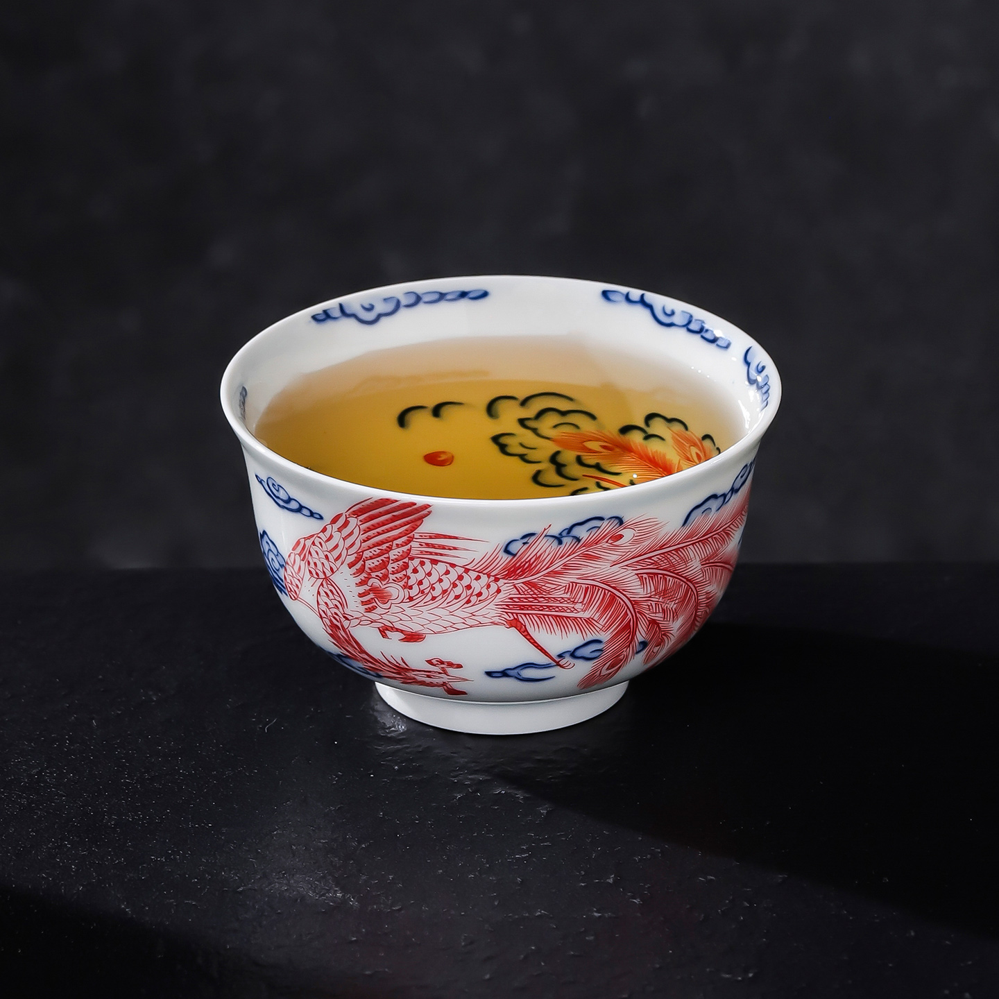 景德镇陶瓷青花釉里红茶杯茶具