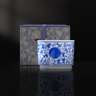 景德镇官方陶瓷釉下青花手绘茶杯主人杯喝茶杯茶具礼盒新年送礼