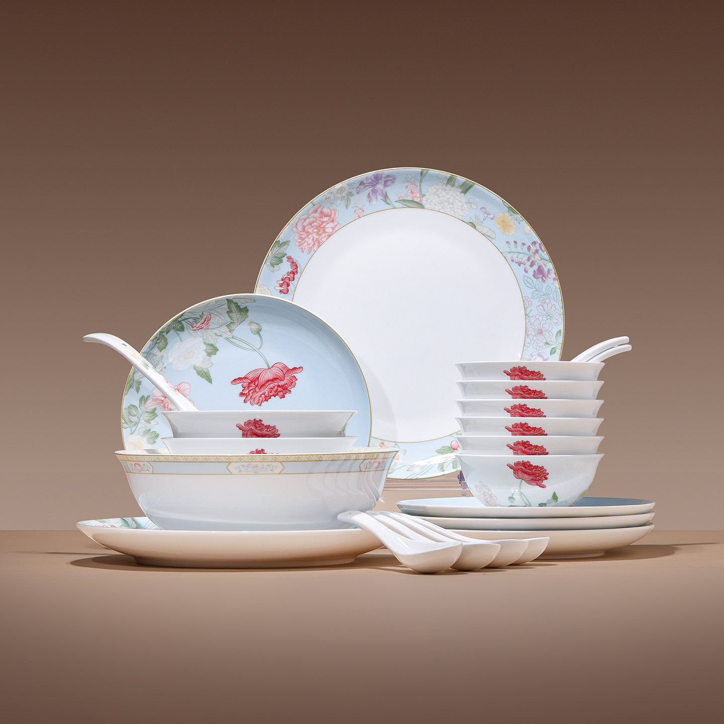 景德镇官方陶瓷中国色家用高温釉中餐具套装高档礼盒乔迁新婚礼物