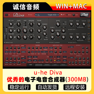 u-he Diva恐龙模拟合成器电子电合成器编曲音源加预设合集WIN-MAC
