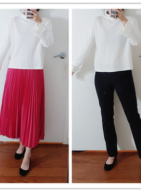 思思美代 美国正品theory 春季新品 针织线衫 套头白色格纹STITCH