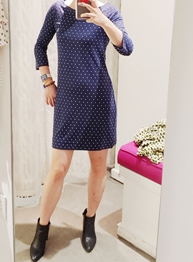 思思美代 正品 dvf 春季新品 藏青白点背心裙弹力连衣裙10459mfo