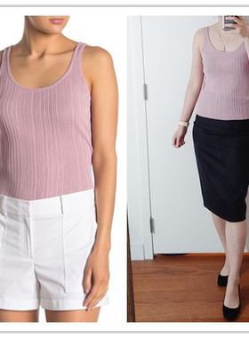 思思美代 美国正品代购 theory春夏新品 弹力针织 背心粉紫色drop