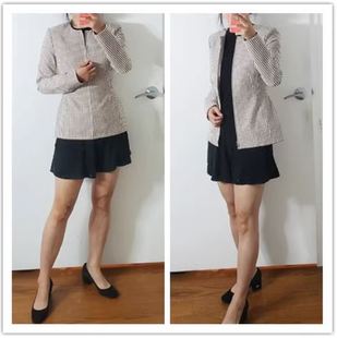 清货思思美代theory 春秋新品 彩色 格子 弹力修身 无领外套sculp