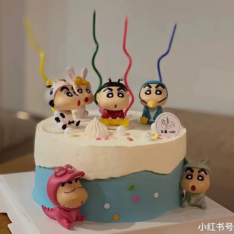 网红小男孩卡通可爱卡通蜡笔小新宝宝儿主题蛋糕装饰小新公仔摆件