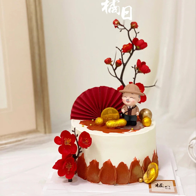 旅行时尚爷爷奶奶老人过寿主题金婚生日甜品插牌插件蛋糕装饰摆件