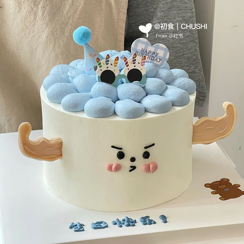 创意墨镜肌肉男士生日蛋糕装饰