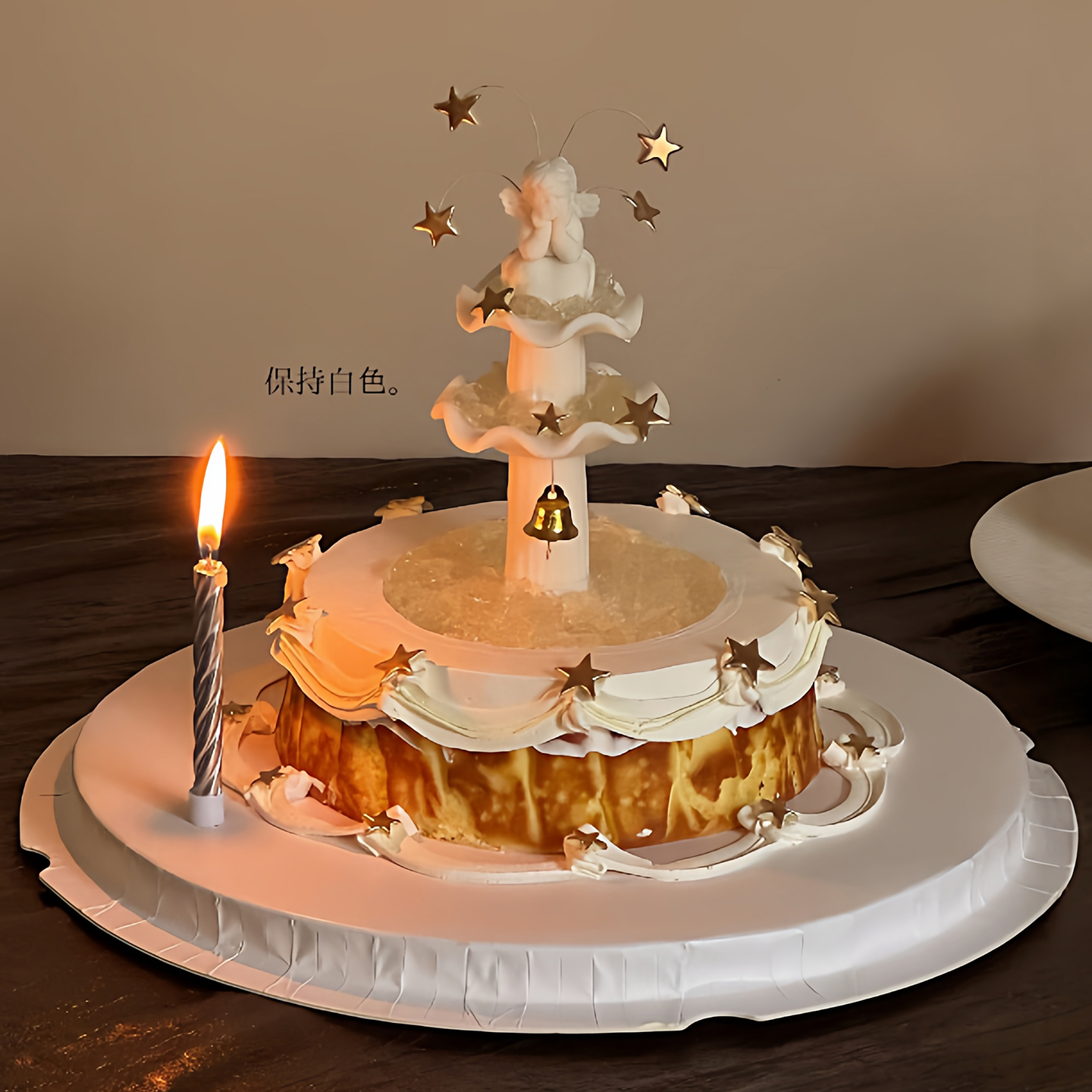 唯美天使许愿池蛋糕装饰