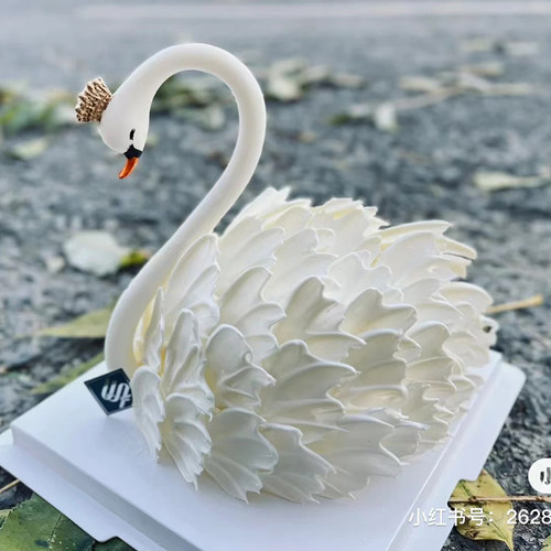 天鹅颈蛋糕装饰摆件羽毛硅胶模具