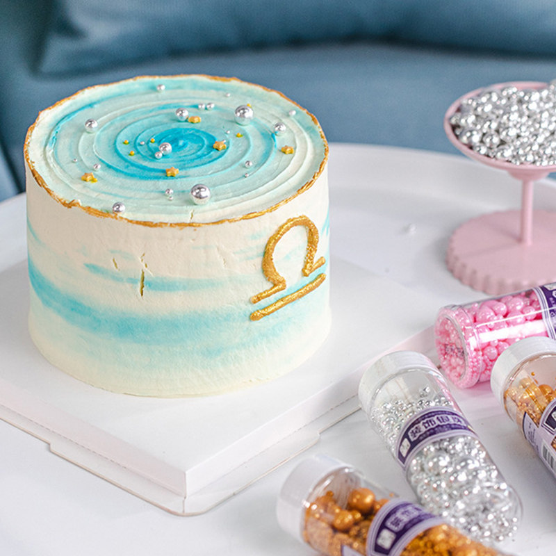 白银金色2/4/7/10/14mm蛋糕装饰糖珠摆件生日烘焙装饰糖果插件