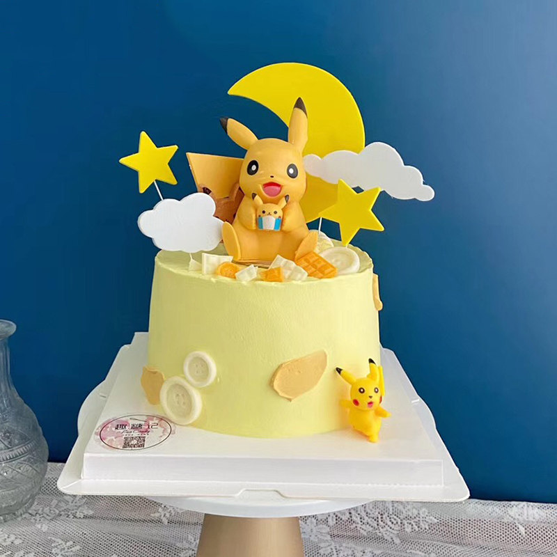 宠物小精皮灵烘焙蛋糕装饰卡丘主题摆件宝可梦公仔精灵球生日插件
