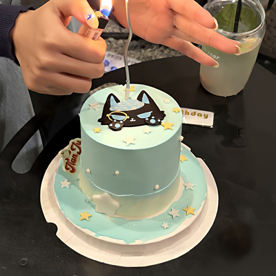 可爱logicat猫咪生日蛋糕装饰