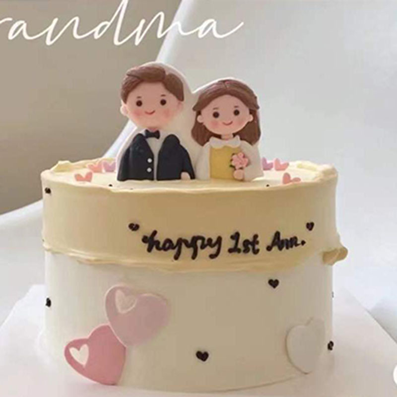 情人节蛋糕装饰品软陶人偶插件情侣男孩女孩求婚结婚告白甜品摆件