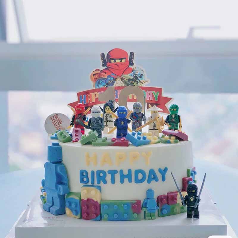 8款人物幻影忍者公仔摆件蛋糕装饰插旗插牌儿童生日派对蛋糕装饰