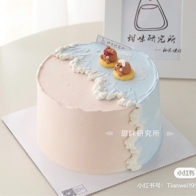 情侣告白情人节蛋糕装饰软陶游泳圈情侣小熊烘焙摆件浪漫表白插件