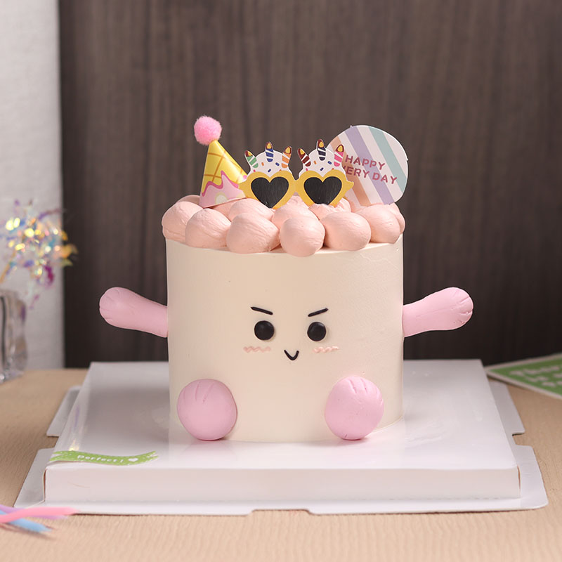 卡通墨镜玩偶生日蛋糕装饰摆件