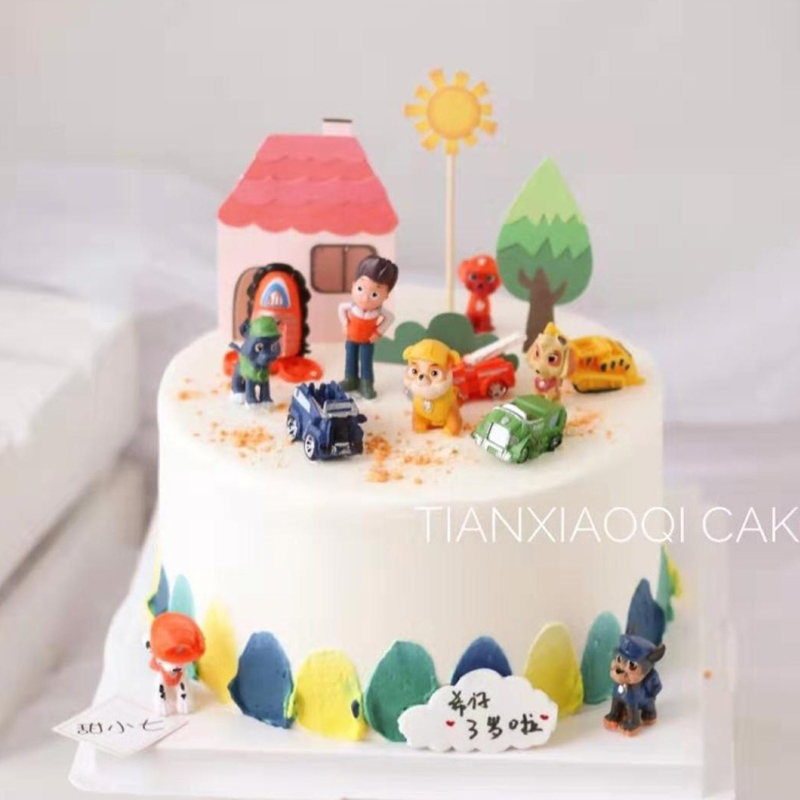 12只狗狗飞行器蛋糕装饰摆件