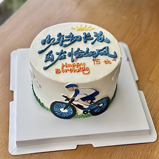 网红骑自行车男孩生日蛋糕装 饰配件 饰插件男生骑行糯米纸烘焙装