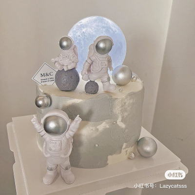 宇航员蛋糕装饰摆件酷炫星球月亮