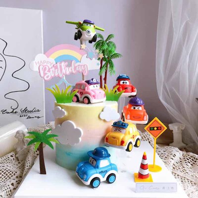 卡通回力儿童飞机小男孩蛋糕装饰