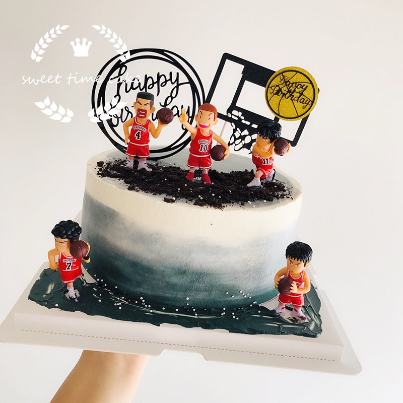 灌篮高手烘焙蛋糕装饰篮球飞人小子卡通摆件运动篮球男生生日插牌