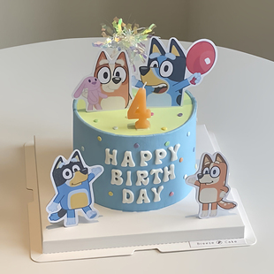 布鲁伊小狗狗蛋糕装饰插件宾果动漫卡通儿童生日甜品台装饰配件