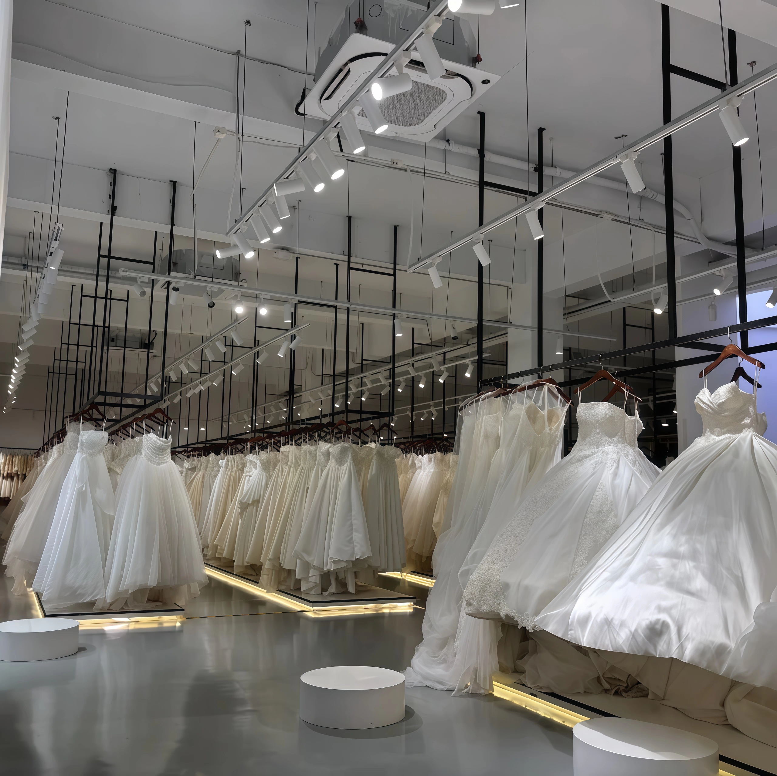 婚纱展示架婚纱店吊顶悬挂中岛挂衣架上墙服装店秀禾礼服陈列货架