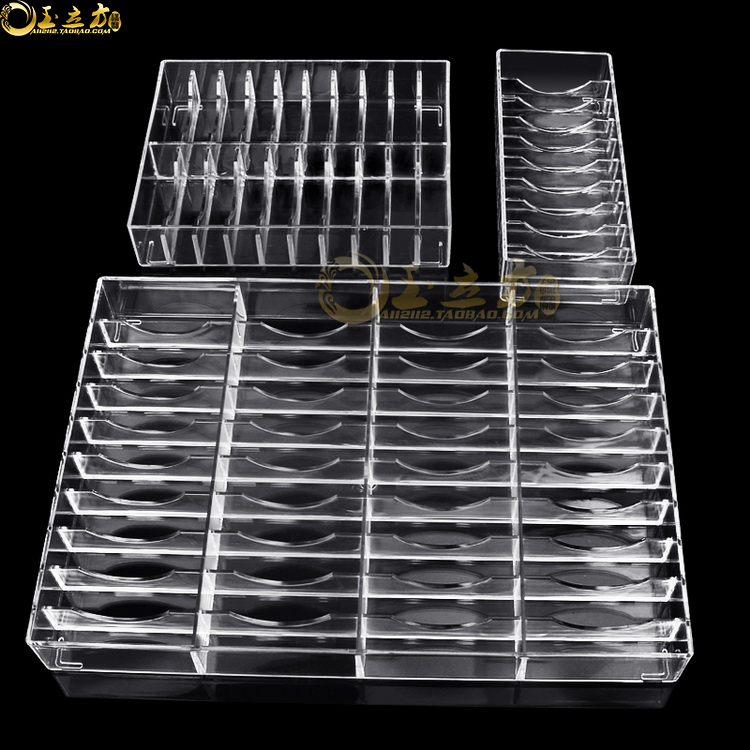 透明格子盘亚克力银饰展示盘珠宝手镯首饰玉石收纳盒带盖子散珠盘