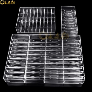 透明格子盘亚克力银饰展示盘珠宝手镯首饰玉石收纳盒带盖子散珠盘