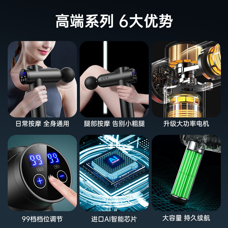 跨境英文小型筋膜枪99档电动按摩器分解乳酸肌肉放松筋膜槍英文版