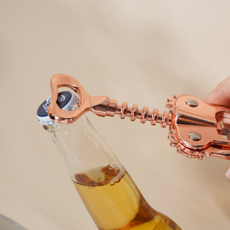 玫瑰金红酒开瓶器 葡萄酒开酒器 启瓶器起瓶器瓶起子可制作