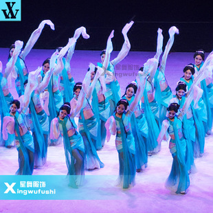 中国风 舞演出服古典舞演出服飘逸清新淡雅仙女装 采薇舞蹈服装 水袖