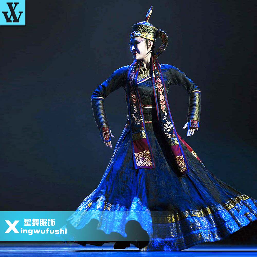 蒙古族萨吾尔登礼赞舞蹈服装艺考大摆裙演出服民族舞蹈服装出租