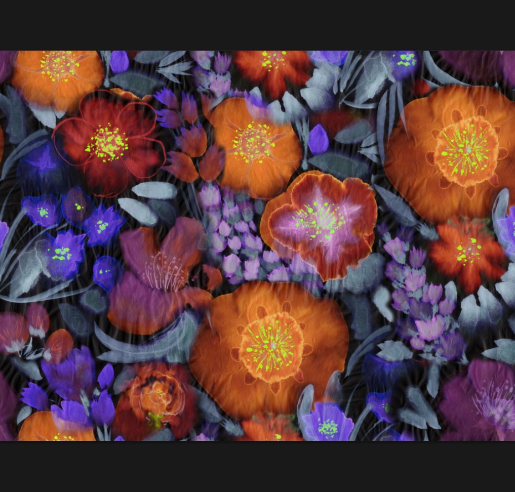 四方连续花型设计手绘花朵