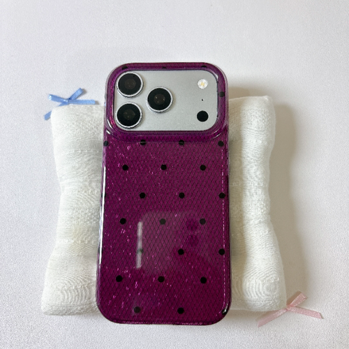 ins辣妹玫红网格底波点双层适用苹果18promax手机壳iPhone17新款保护套16/15/14全包硅胶防摔日韩
