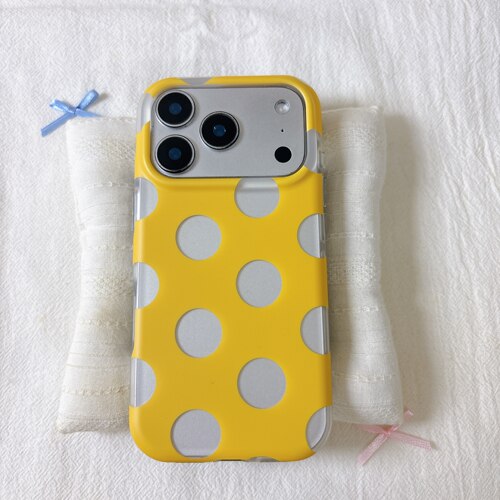 ins小众柠檬黄大波点双层适用苹果17promax手机壳iPhone16新款保护套15 /14/13全包硅胶防摔日韩
