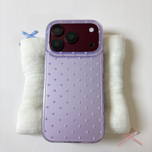ins简约满屏紫色小波点磨砂双层适用苹果18promax手机壳iPhone17新款保护套16/15/14全包硅胶防摔日韩