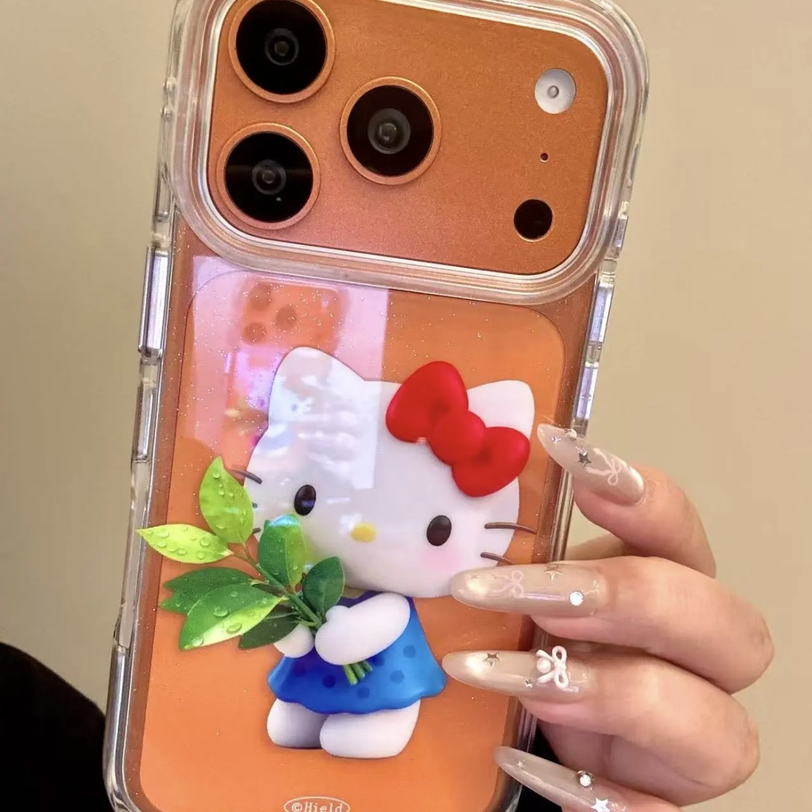 ins幸运柚子叶kitty圆边双层适用苹果17promax手机壳iPhone16新款保护套15 /14/13全包硅胶防摔日韩