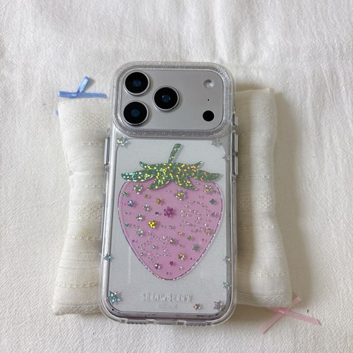 ins星星鎏金草莓圆边双层适用苹果17promax手机壳iPhone16新款保护套15 /14/13全包硅胶防摔日韩