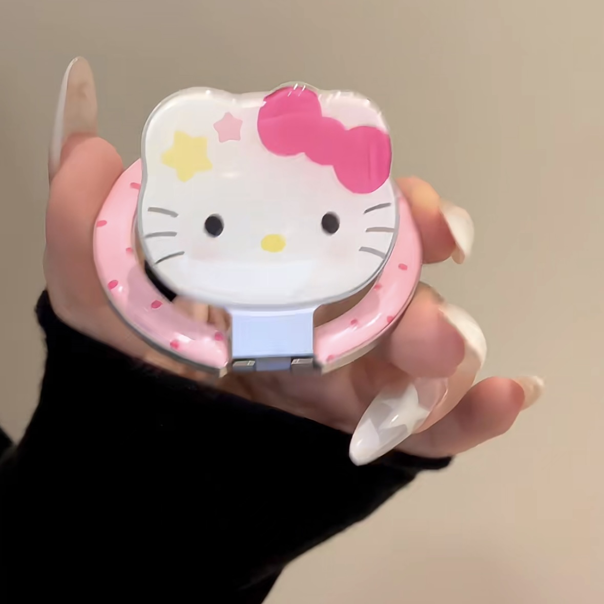 可爱波点星星kitty适用MagSafe手机磁吸懒人支架气囊伸缩强力吸附