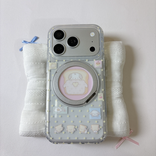 可爱吐司小猫支点壳双层适用苹果18promax手机壳iPhone17新款保护套16/15/14全包硅胶防摔日韩