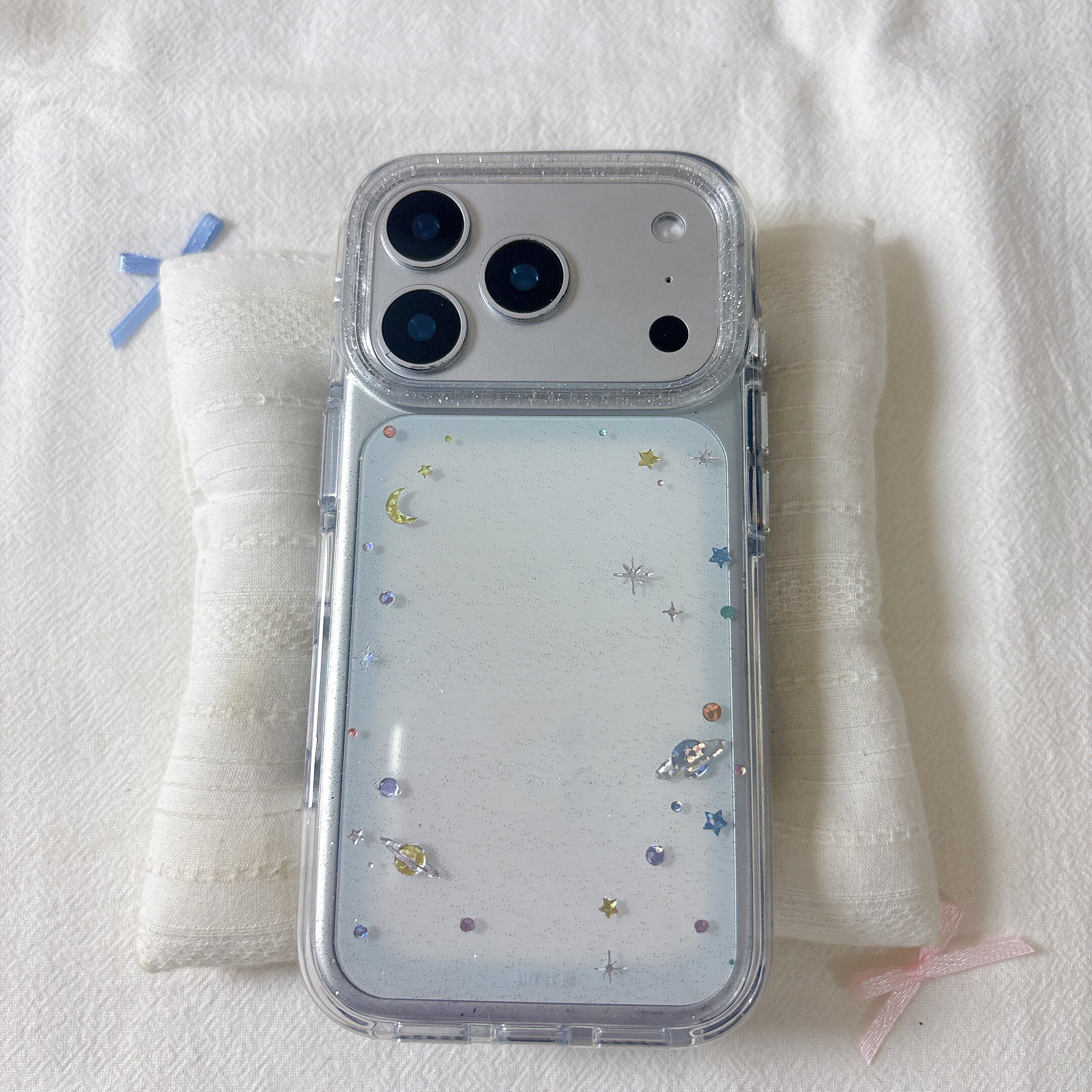 ins围边炫彩星球圆边双层适用苹果17promax手机壳iPhone16新款保护套15 /14/13全包硅胶防摔日韩