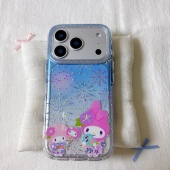 ins炫彩烟花美乐蒂圆边双层适用苹果17promax手机壳iPhone16新款 保护套15 13全包硅胶防摔日韩小众