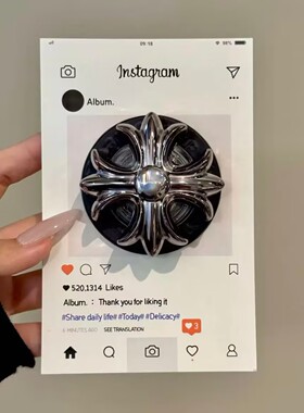 甜酷黑色十字架适用MagSafe手机磁吸懒人伸缩气囊支架强力吸附女