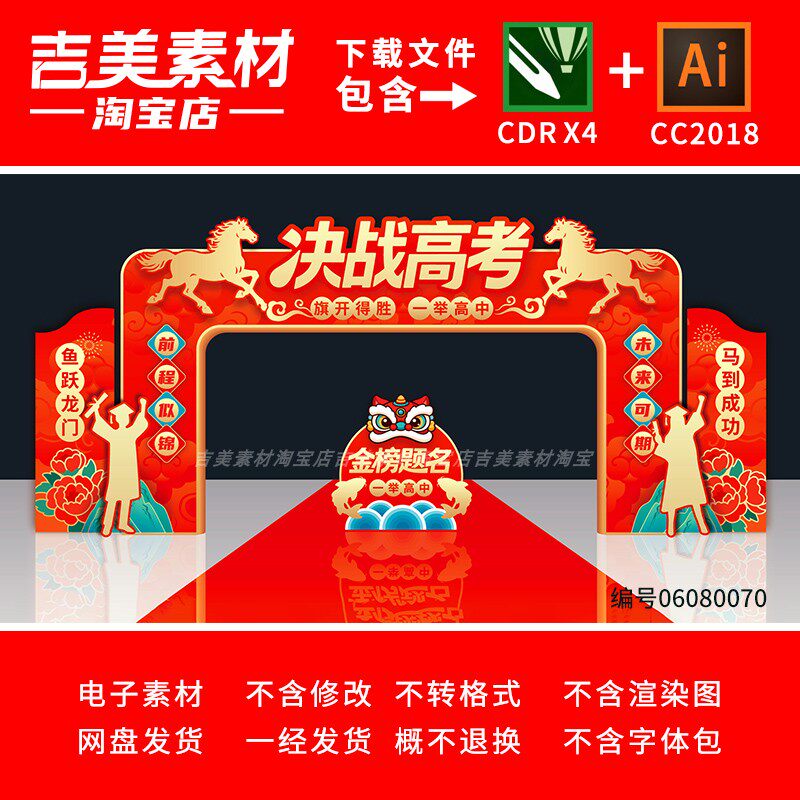 中高考成功门状元门誓师大会拱门金榜题名门头门楼龙门架布置素材