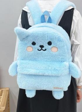 吉吉向上原创酷酷双肩包搞怪双肩包蓝色书包学生卡通大容量背包