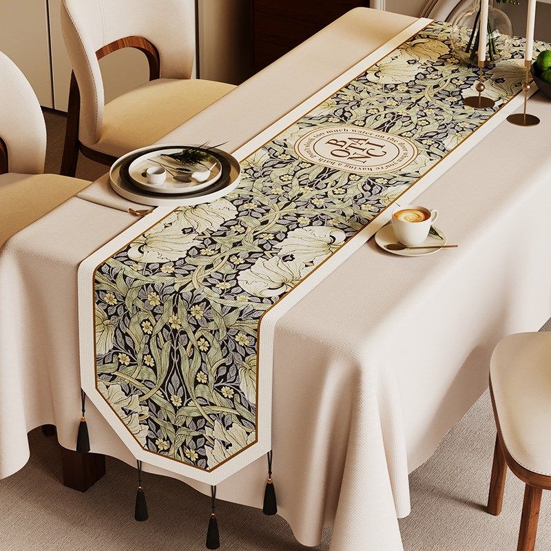 新中式桌旗轻奢高端防水防油免洗茶桌垫布长条复古风茶旗斗柜盖布,居家布艺,桌布,淘宝优惠券,粉丝福利购,淘宝优惠卷