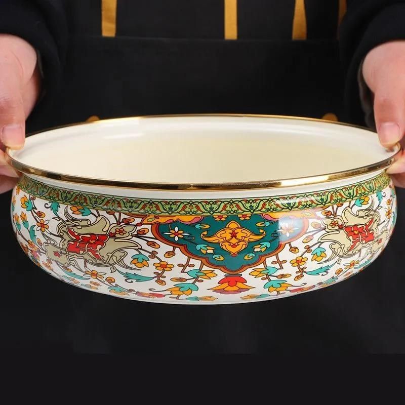 特厚金边珐琅搪瓷盆搪瓷如意盆家用汤盆打饭盆菜盆元宝盆和面盆,餐饮具,碗,淘宝优惠券,粉丝福利购,淘宝优惠卷