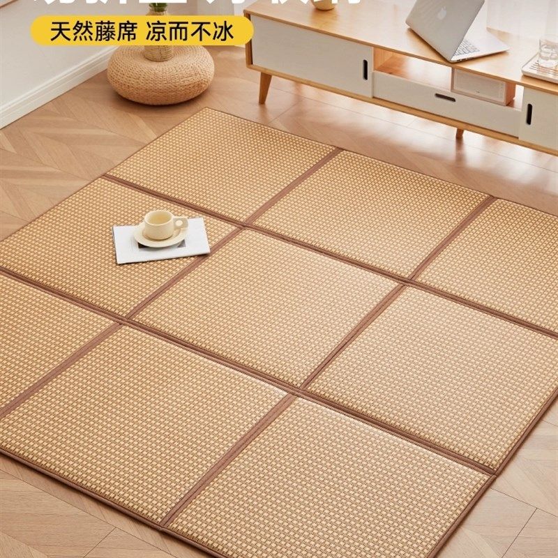 夏天加厚凉席地垫睡觉打地舖神器榻榻米专用爬爬垫可折叠藤席床垫