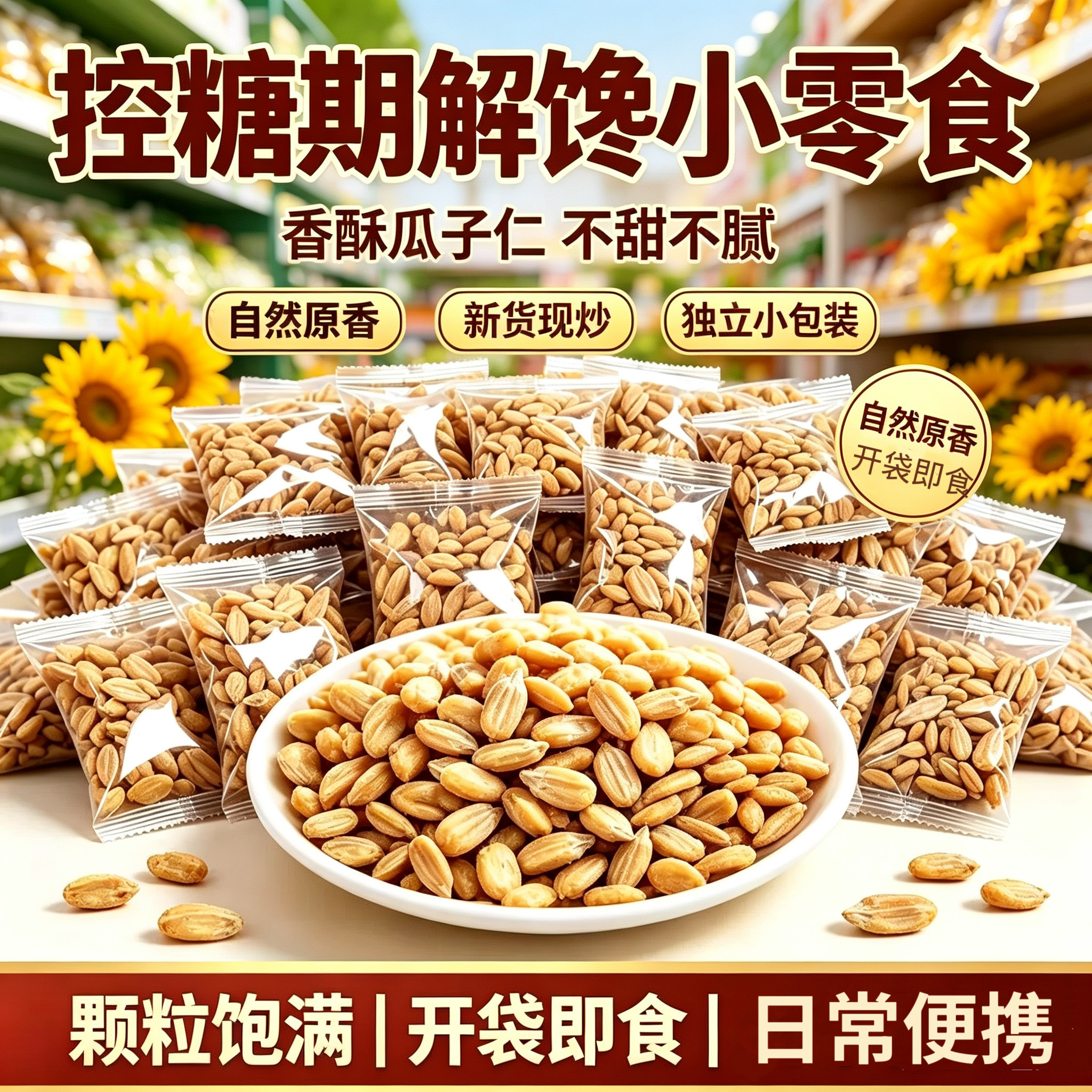 糖尿人专用食品无糖精可以吃的椒盐瓜子仁小包装去壳休闲解馋零食